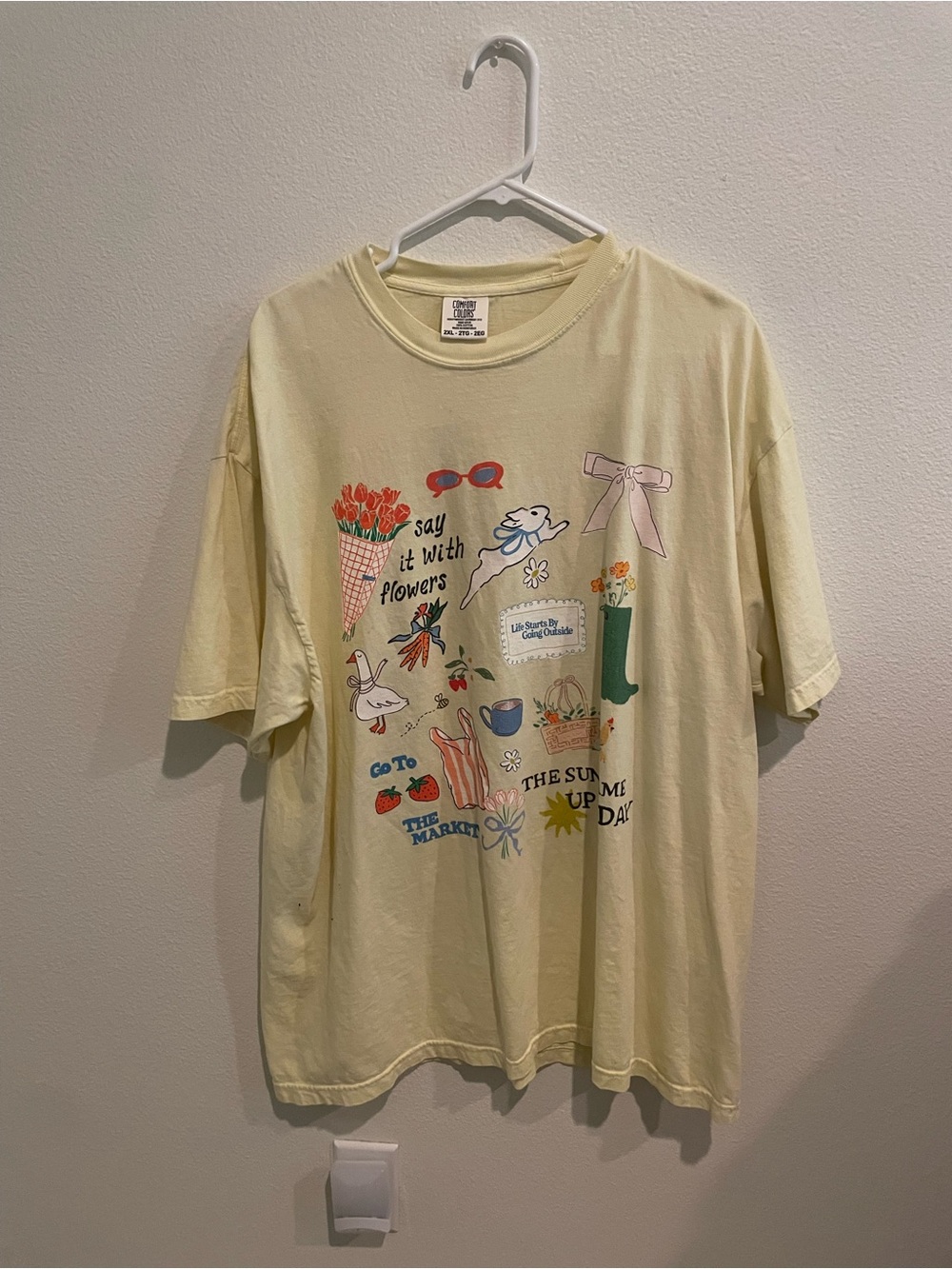 Comfort Colors Say It With Flowers Graphic Tee - Pale Yellow